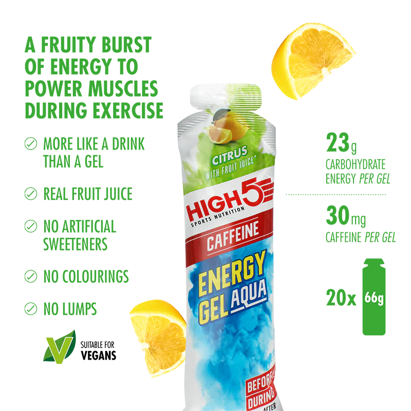 High5 - Energy Gel Aqua | Caffeine (20 x 66g gels)