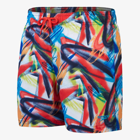 Speedo - Boys Swim Shorts - Digital Printed 15" Navy/Red/Green (800335116524)-Streamline Sports