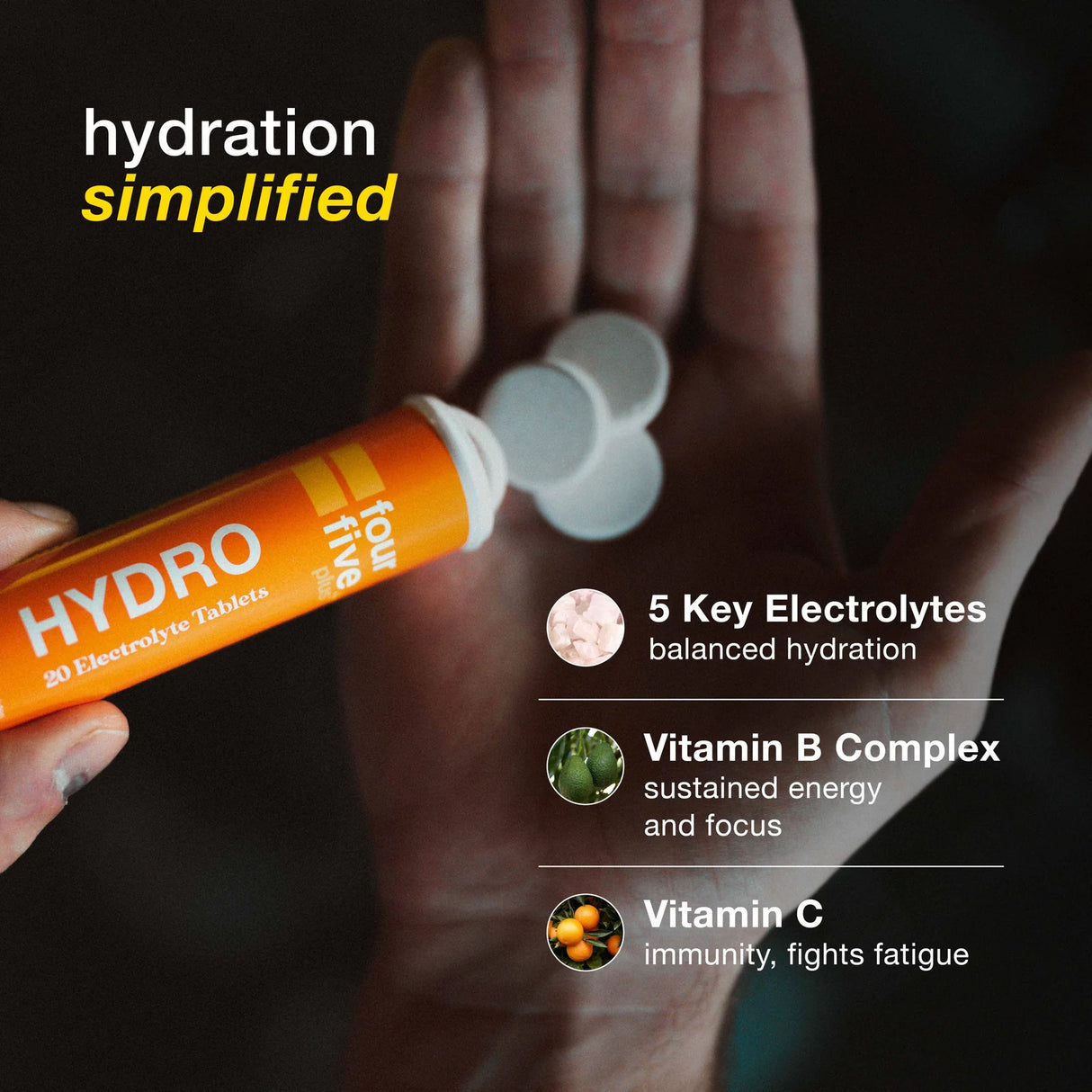 FourFive - Hydro Plus Hydration Tablets | Everyday Hydration & Vitamin Support