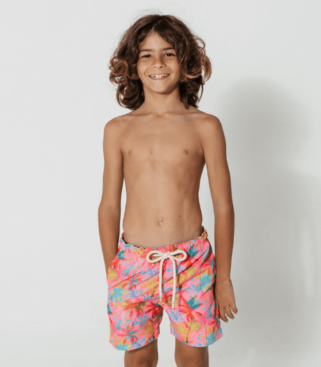 Sandbar - Boys Swim Shorts - Pink Palm-Streamline Sports
