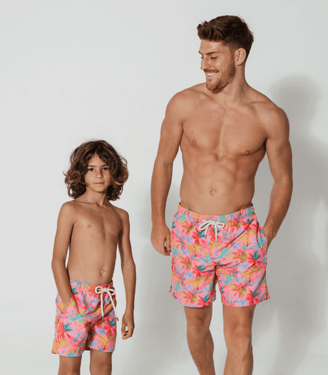 Sandbar - Boys Swim Shorts - Pink Palm-Streamline Sports