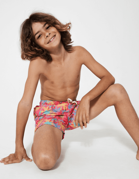 Sandbar - Boys Swim Shorts - Pink Palm-Streamline Sports