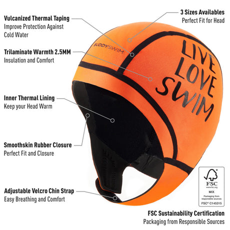 Buddyswim - Neoprene Cap Trilaminate Warmth 2.5mm-Streamline Sports