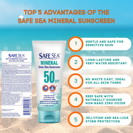 SAFE SEA - Zinc Oxide Sunscreen SPF50 Clear Mineral-Streamline Sports