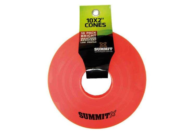 Summit - Global 10pk Marker Cones Soccer Football Orange Sport Fitness Training-Streamline Sports