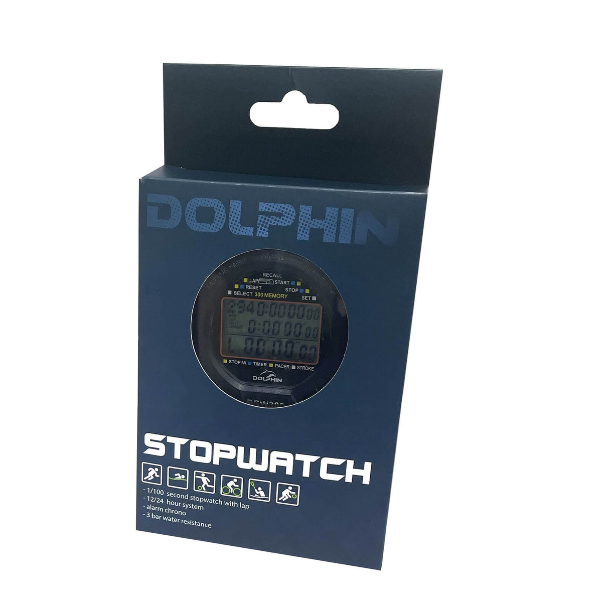 Dolphin - Waterproof Stopwatch - Three-row Display (DSW300)-Streamline Sports