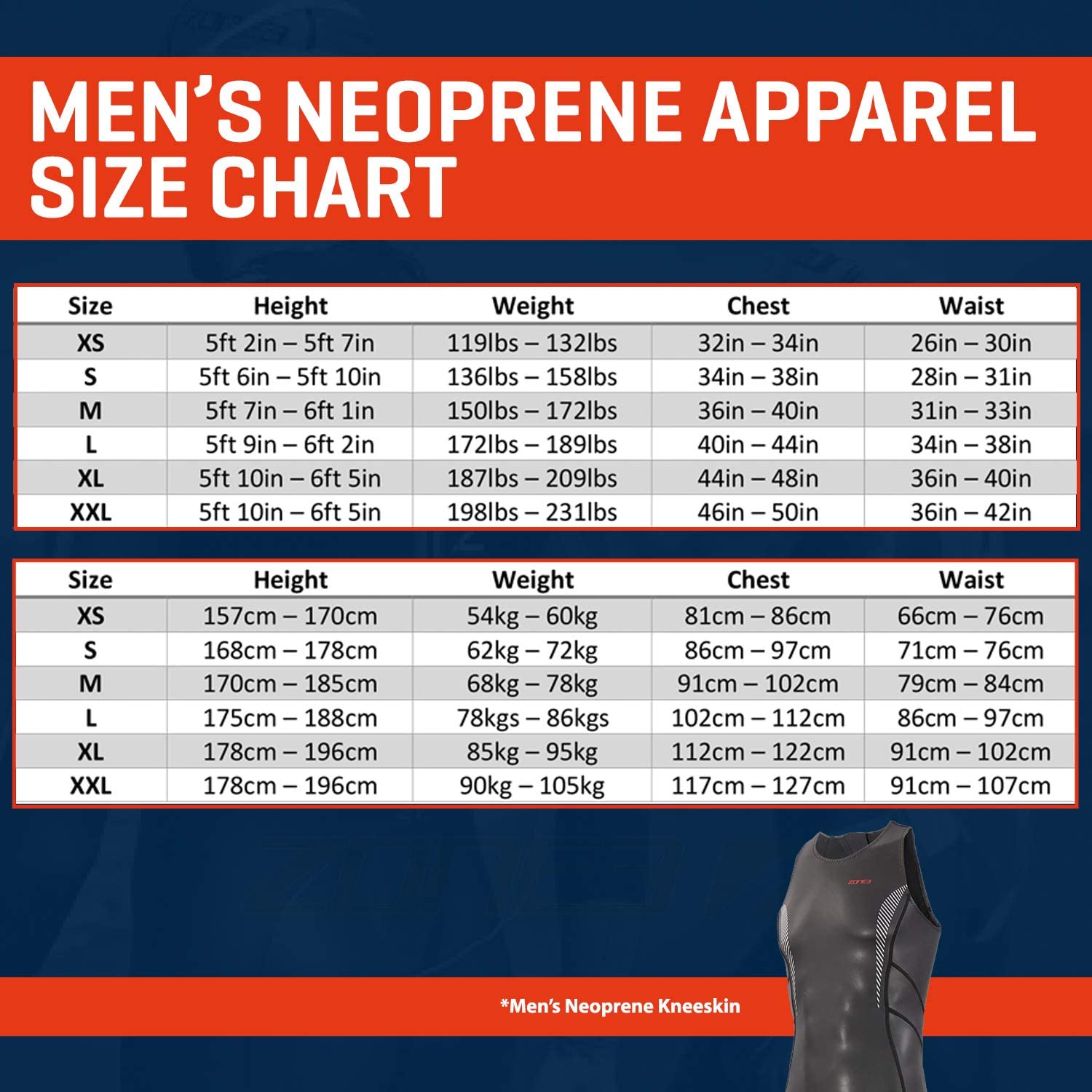 Zone3 - Mens Neoprene Kneeskin-Streamline Sports