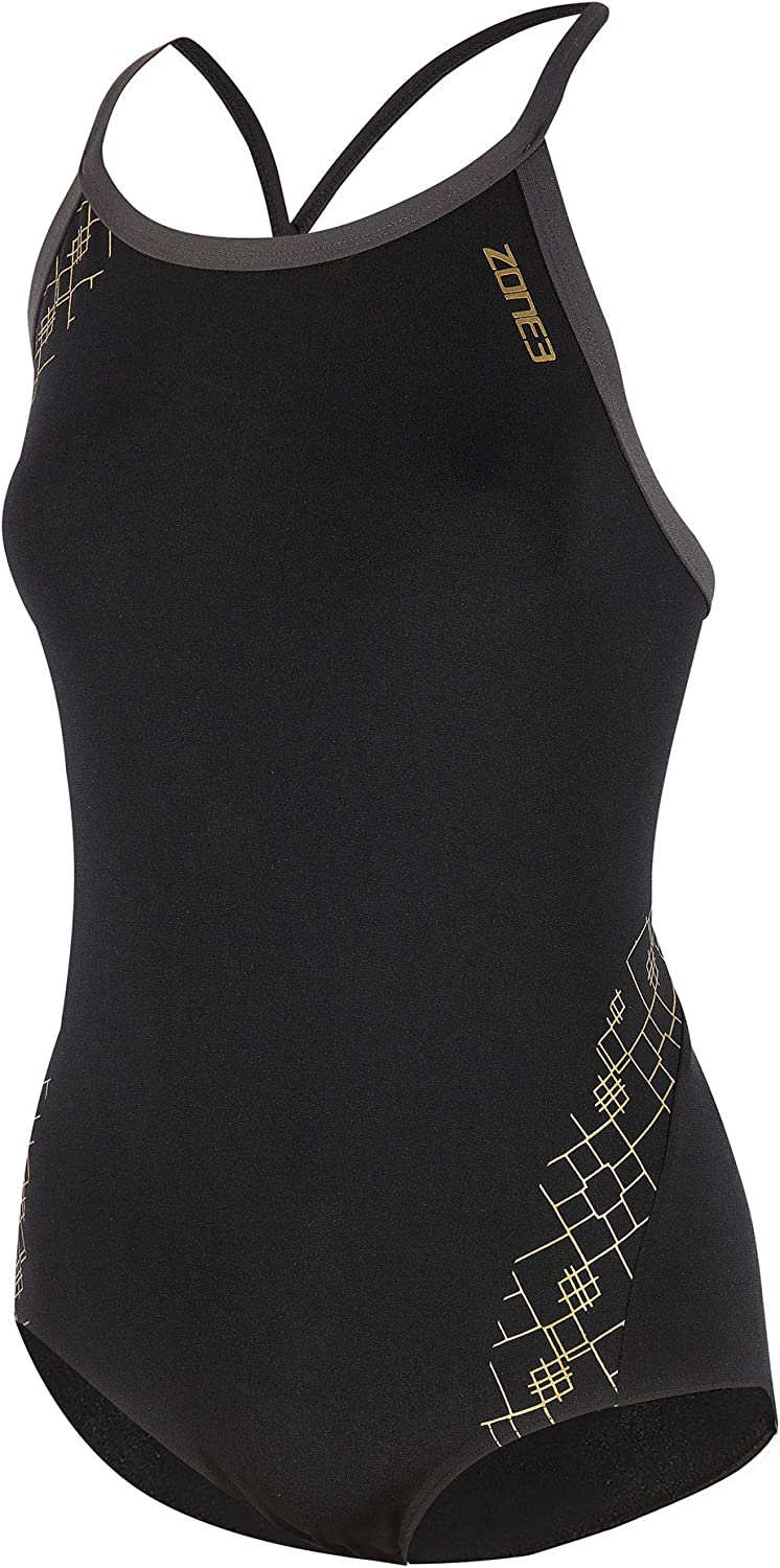 Zone3 - Women Costume - Iconic (Black/Gold)-Streamline Sports