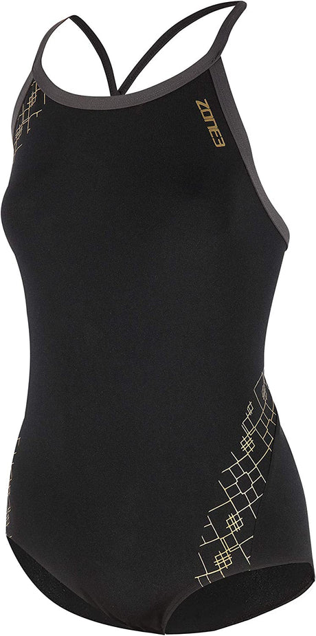 Zone3 - Women Costume - Iconic (Black/Gold)-Streamline Sports