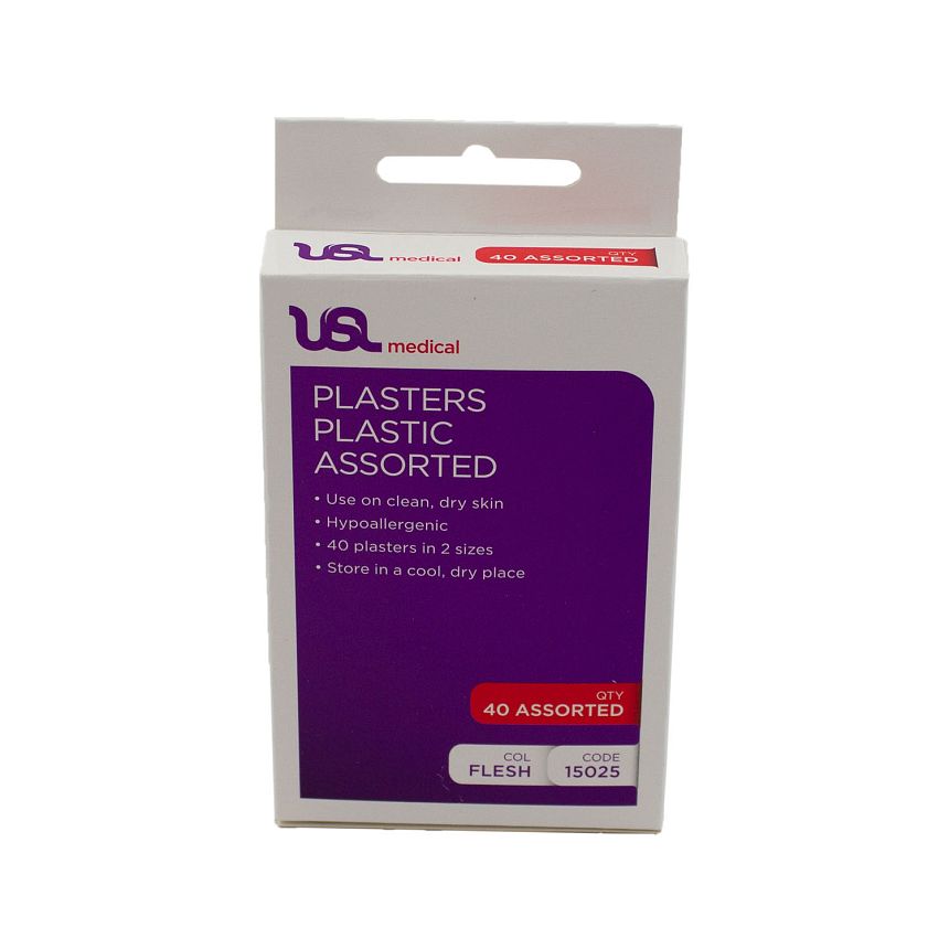 USL Sport - Plasters Plastic Assorted 40/pkt (15025)