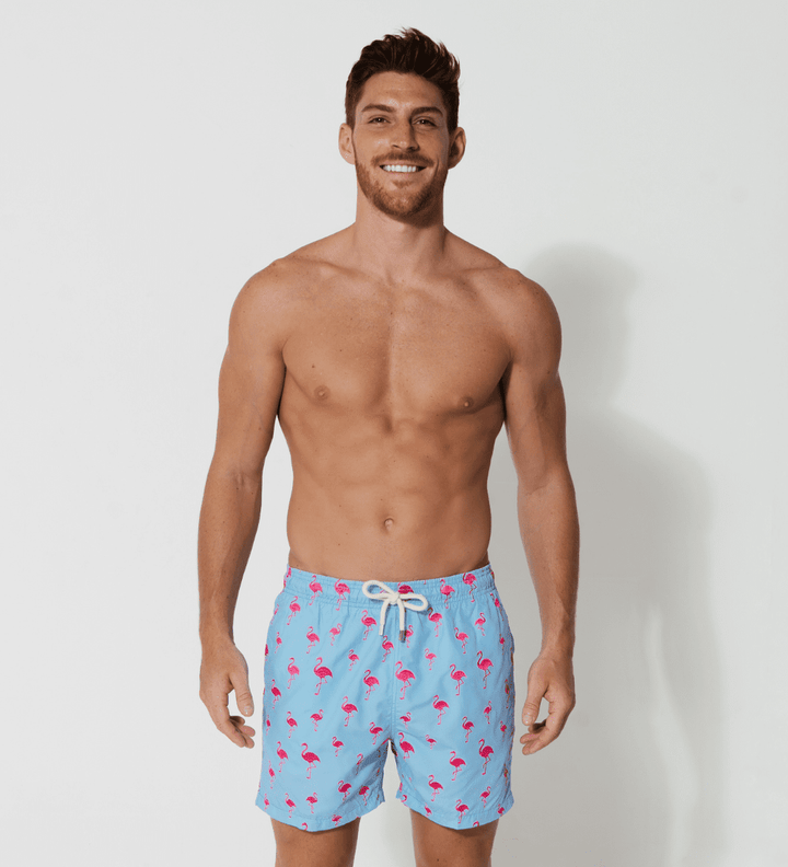 Sandbar Embroidered Mens Swim Shorts - Pink Flamingo | Streamline Sports