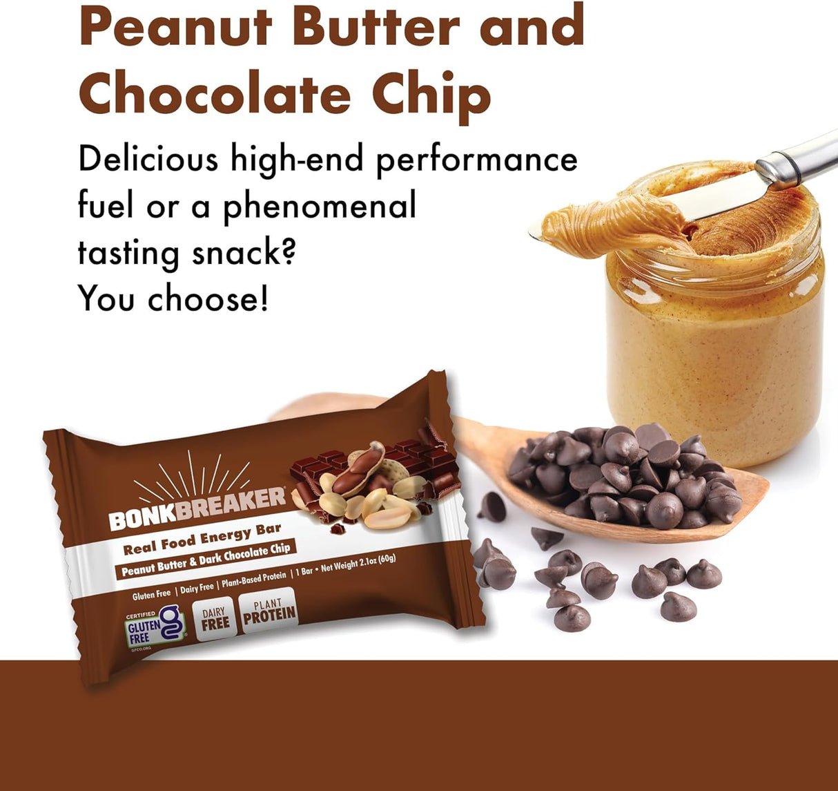 BonkBreaker - Energy Bar - Peanut Butter & Chocolate Chip (60g/bar) | Streamline Sports