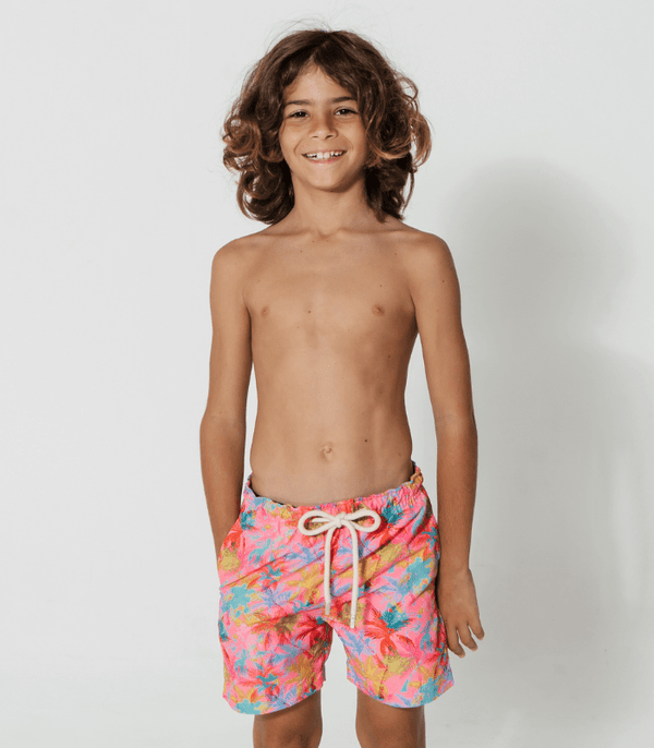 Sandbar Boys Swim Shorts - Pink Palm | Streamline Sports