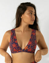 Sandbar - Womens Bikinis | Plunge Top + Reversible Low Waist Bottoms (Red Starfish)