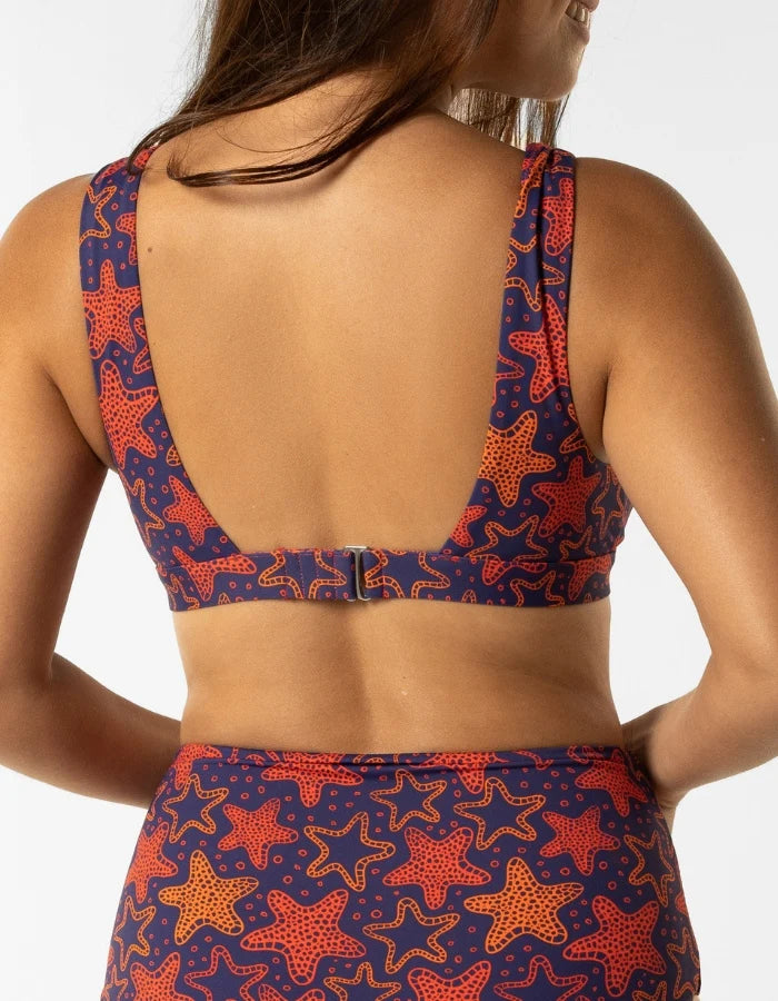 Sandbar - Womens Bikinis | Plunge Top + Reversible Low Waist Bottoms (Red Starfish)