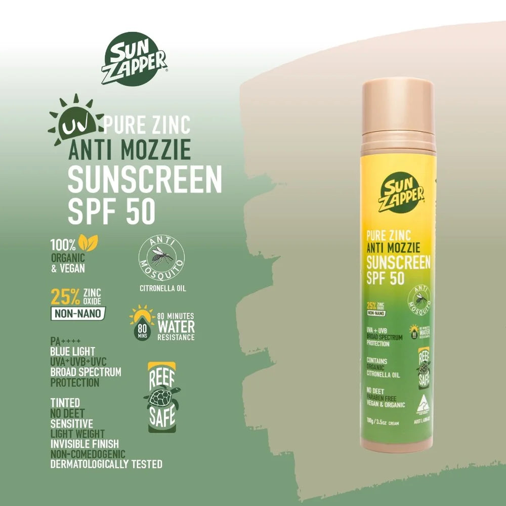 Sun Zapper - Pure Zinc Anti Mozzie Sunscreen Cream (Air Pump Tube, 100g)