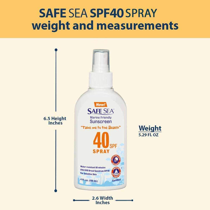 SAFE SEA Anti-jellyfish Sting Protective Spray - Sunscreen - Sunblock - Sea Lice - Jelly Fish (SPF40, 4oz Bottle)