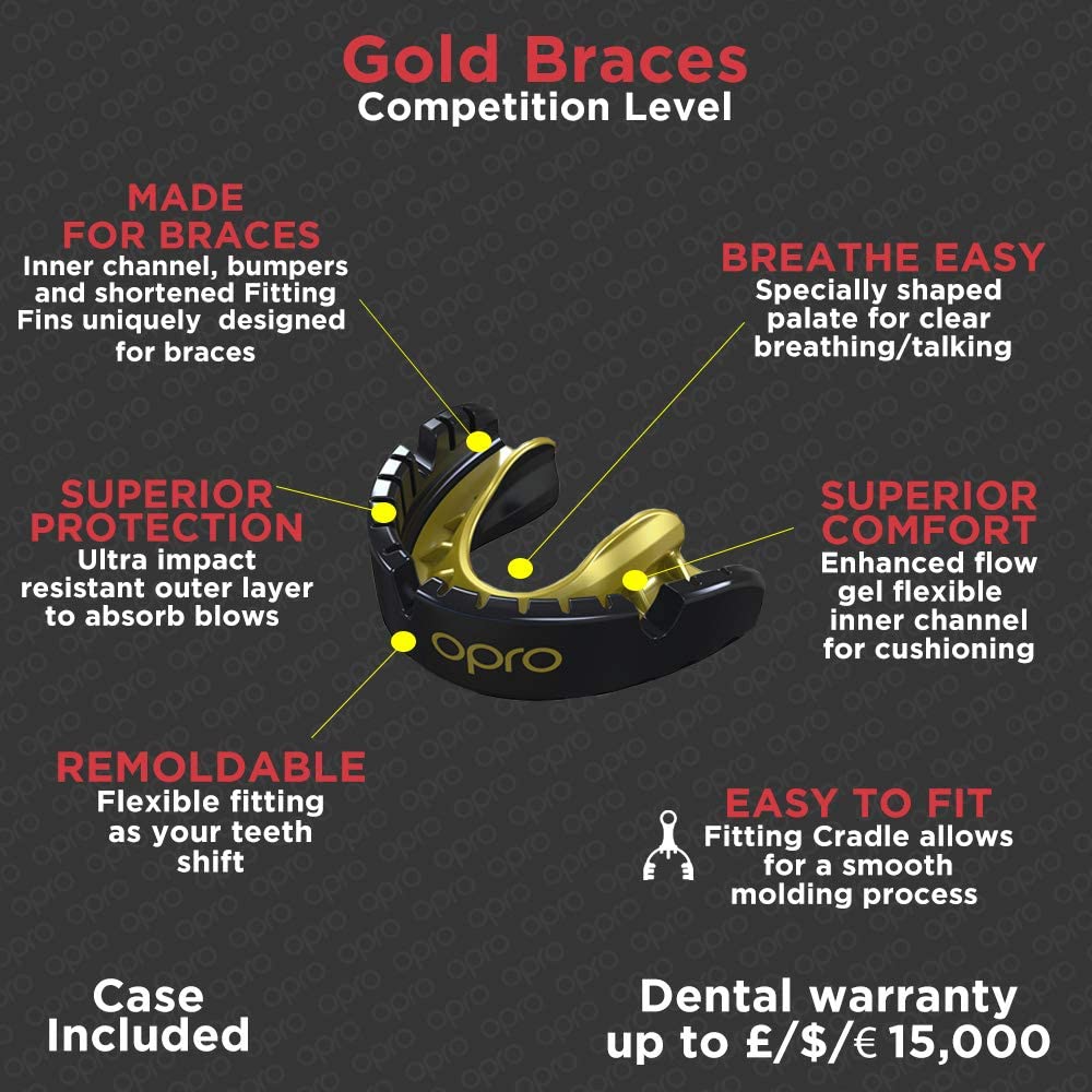 Gold Braces Mouthguard - (Age7+ to Adult)-Streamline Sports