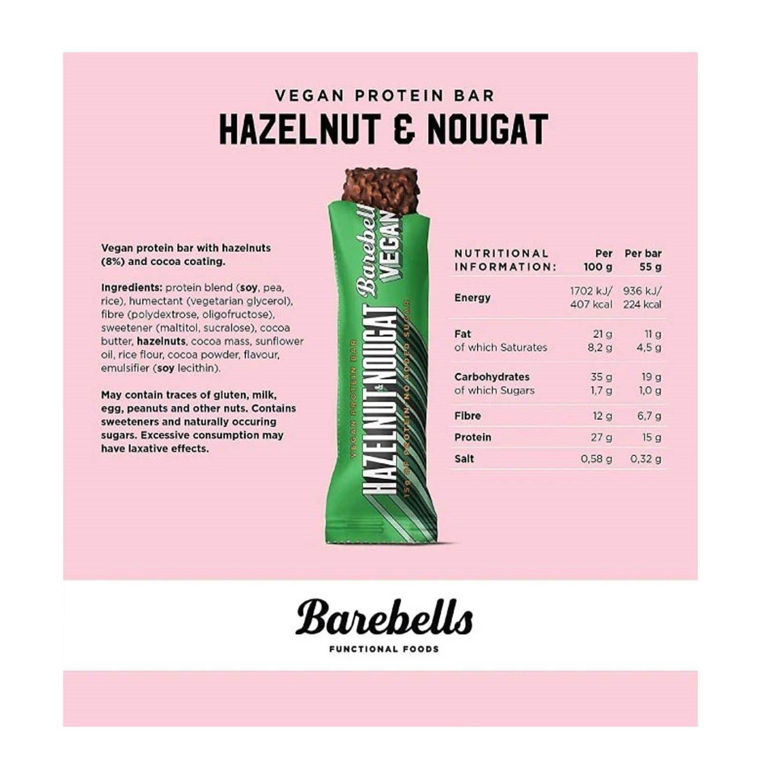 Barebells Vegan Protein Bar Hazelnut & Nougat Streamline Sports