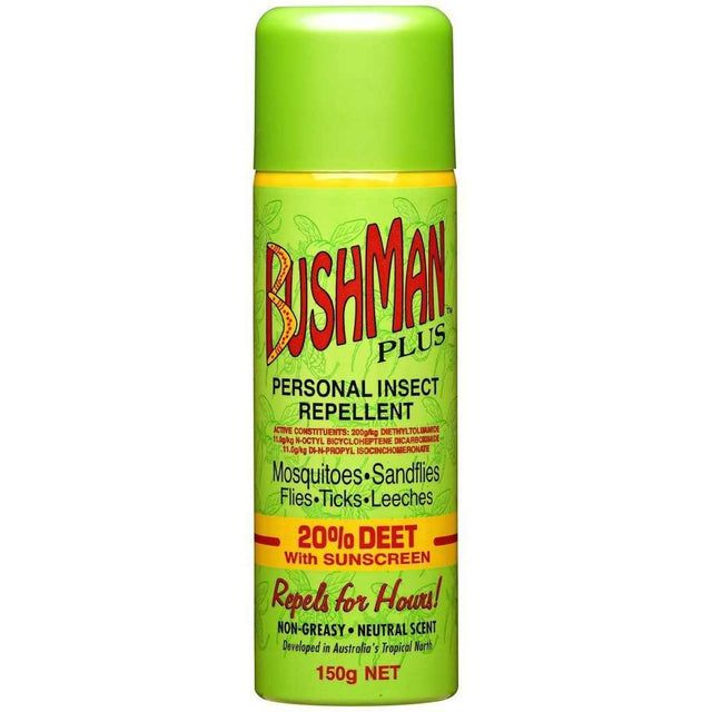 Bushman Plus Aerosol 150gm 20% Deet With Sunscreen Bushman 