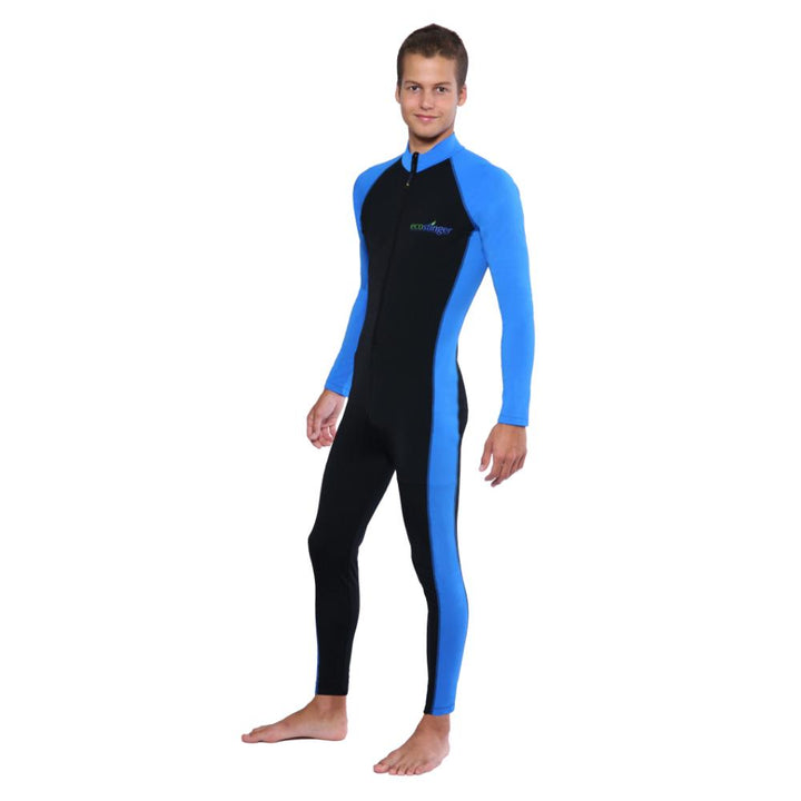 EcoStinger Men UV Protection Full Body Swimwear Stinger Suit Dive Skin UPF50+ Black Blue (Chlorine Resistant)
